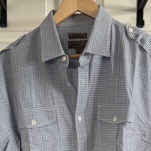 Blue by Pronto Uomo L/X Button-down Shirt w/ Blue Double Grid Checks, XL